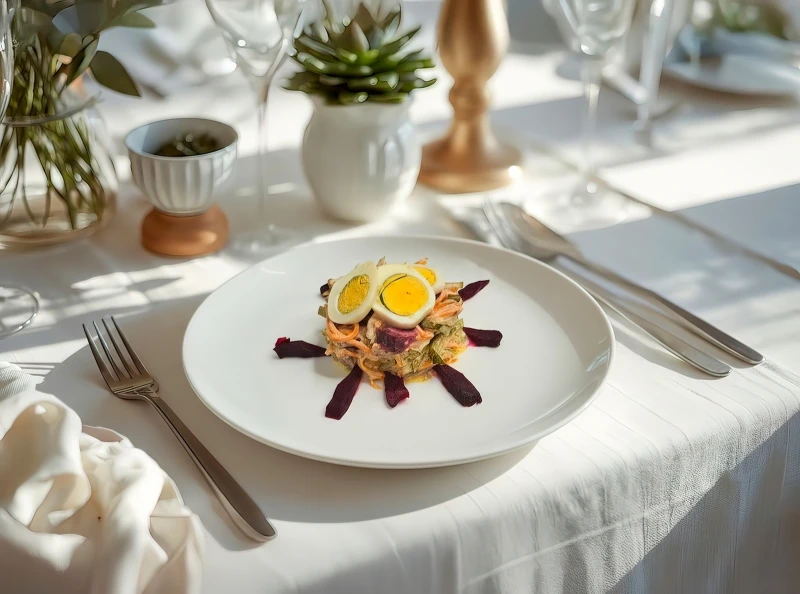 Салат с говядиной и печеной свеклой