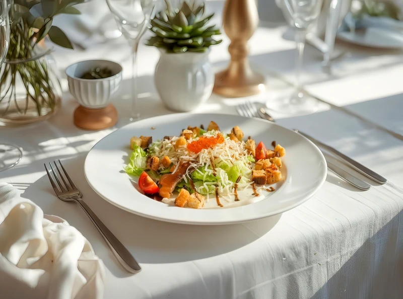 Салат "Цезарь" с лососем