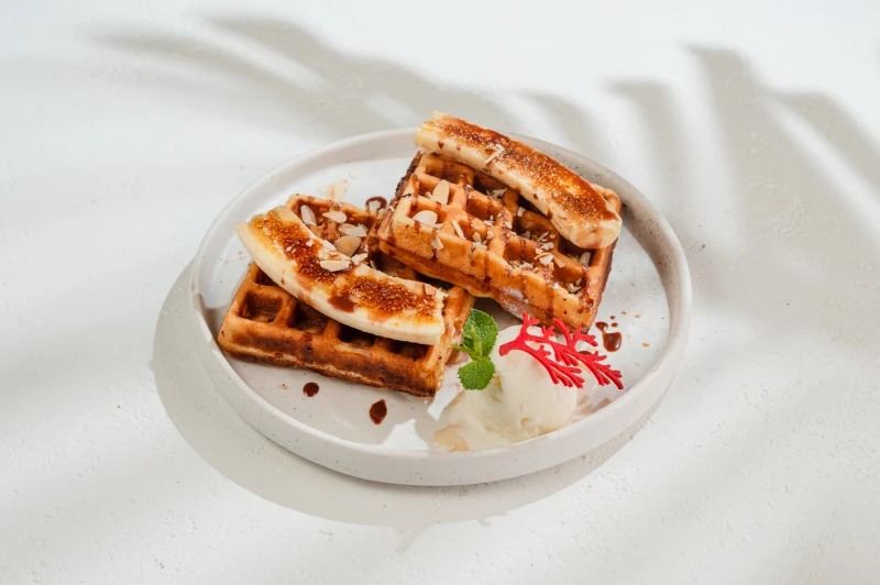 Бельгийские вафли с бананом 