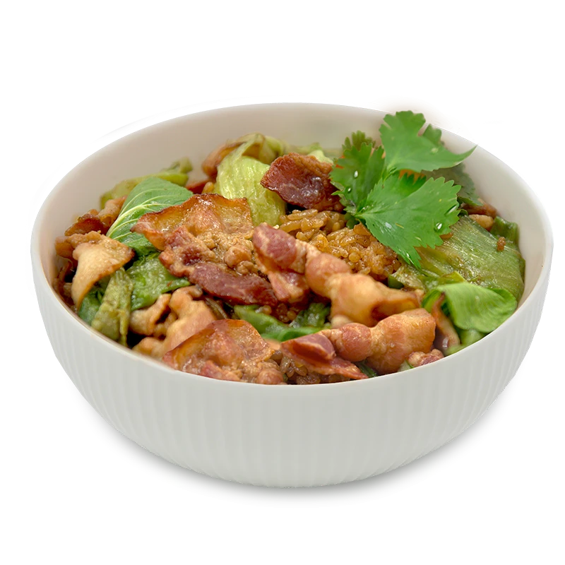 Тяхан с беконом и овощами