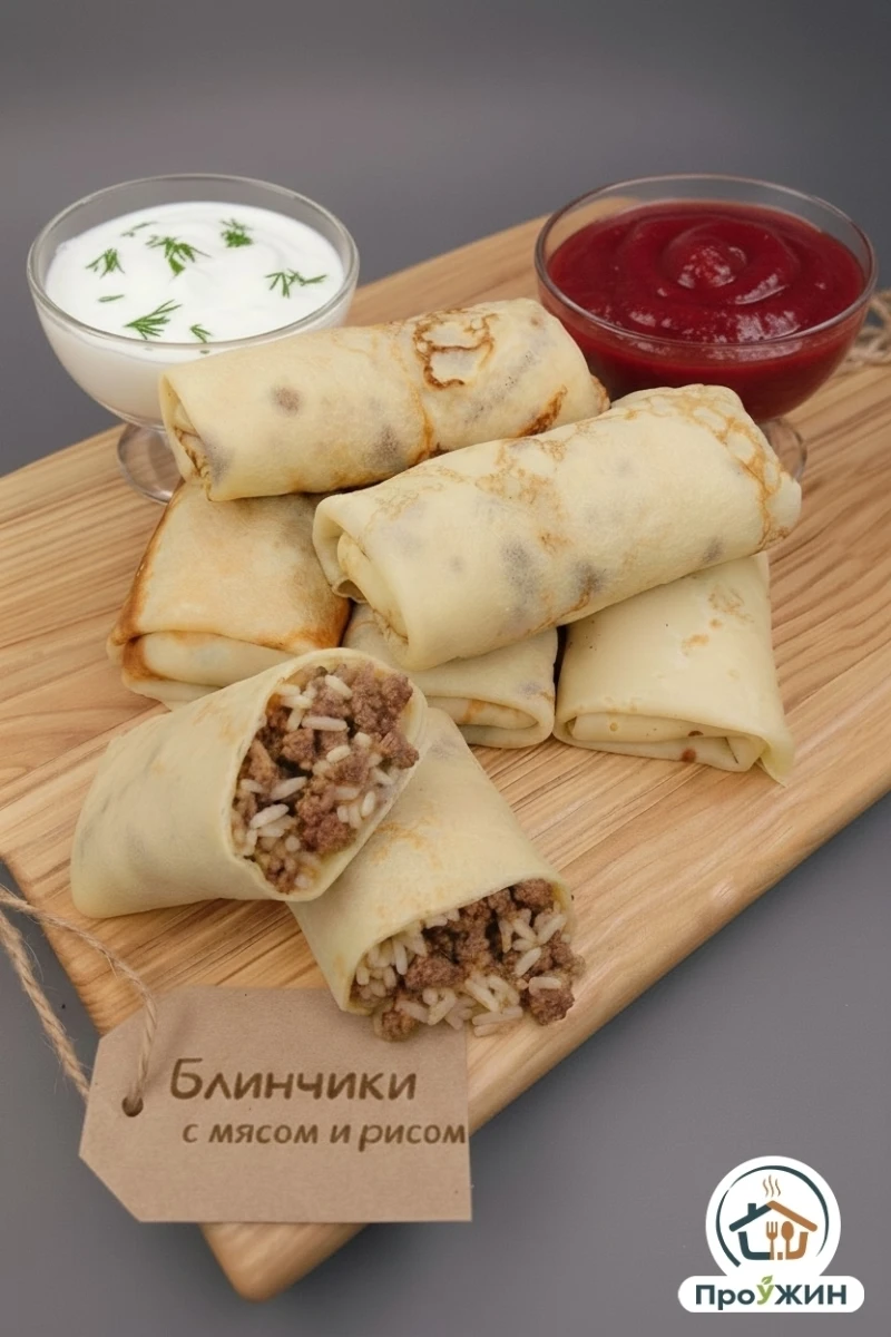 Блинчики с мясом и рисом с/м 6 шт 0,540 кг