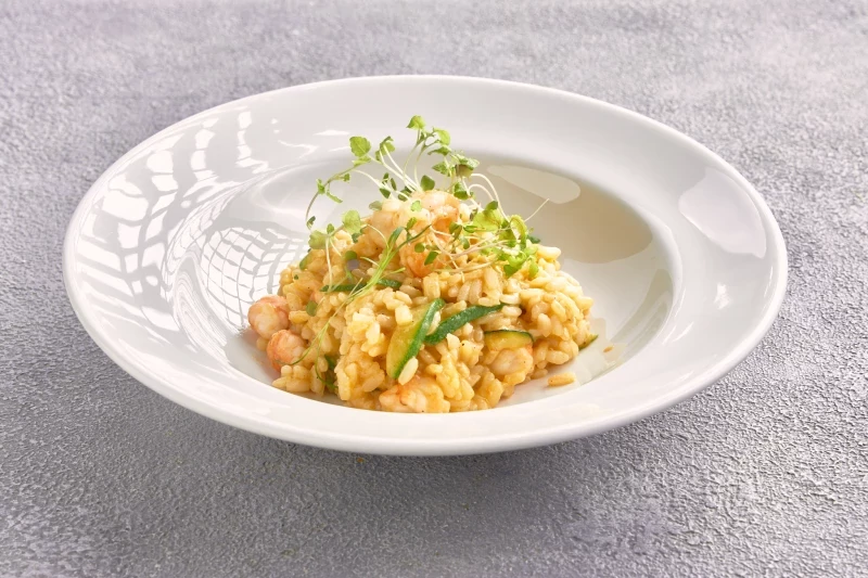 Ризотто с креветками и цукини