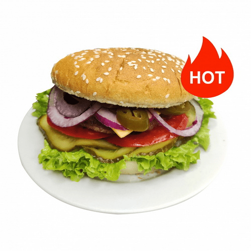 Бургер острый с говяжьей котлетой