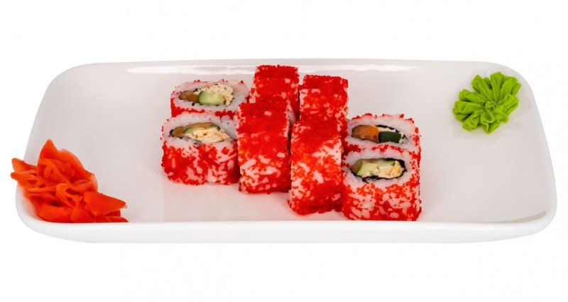 Роллы Калифорния с лососем и сурими