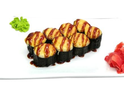 Запеченные роллы с лососем