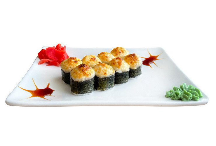 Запеченные роллы с курицей
