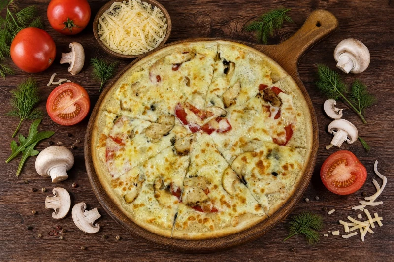 С курицей и грибами 25 см