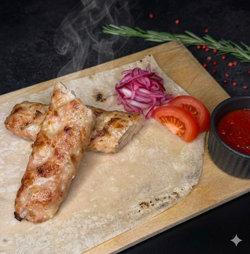 Кебаб из цыпленка с сыром сулугуни