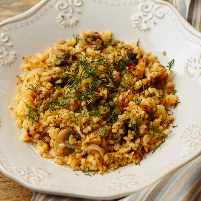 Булгур с  грибами 