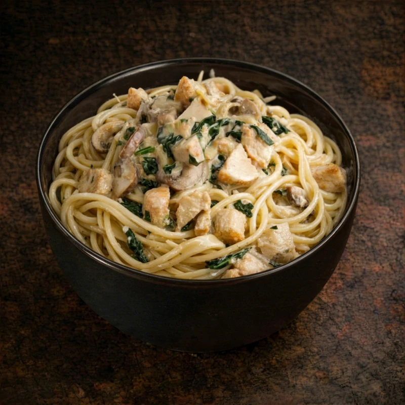 Паста с курицей и грибами
