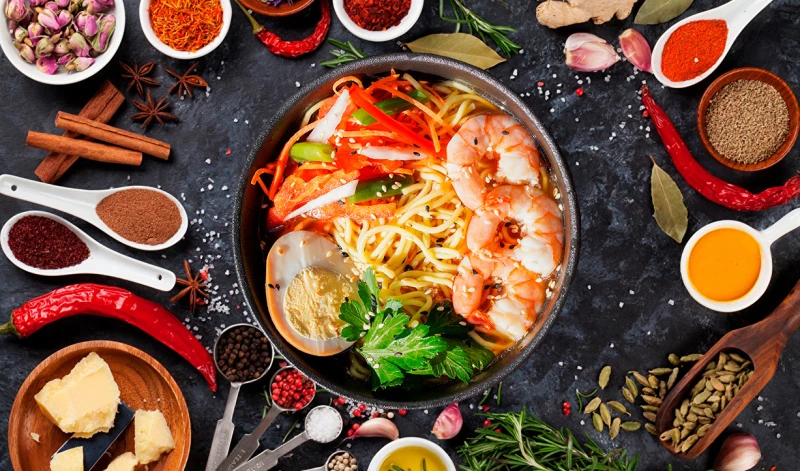 Рамен с креветками