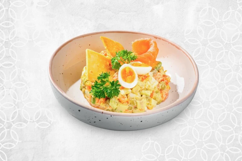 Оливье с лососем