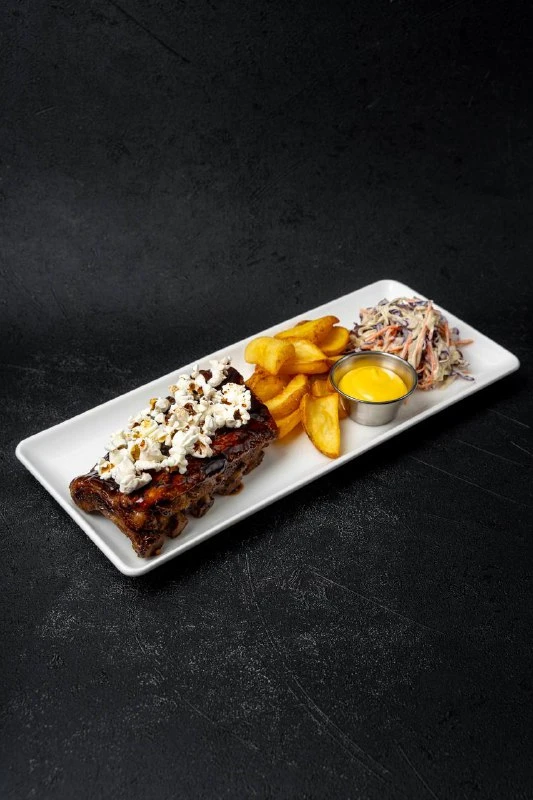 Свиные ребра Терияки с попкорном