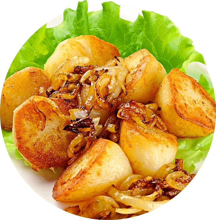 Картофель отварной с луком и маслом