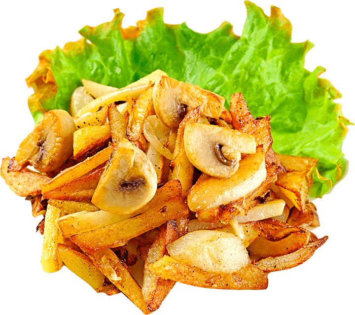 Картофель жареный с грибами и луком