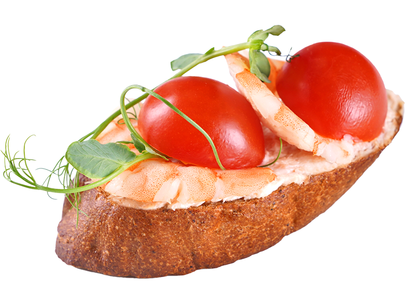 Брускетта с креветкой