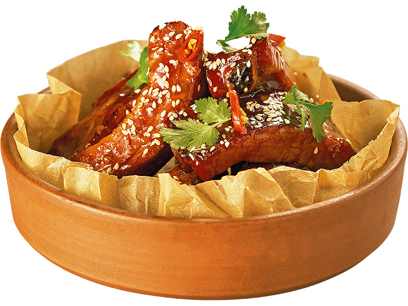 Подкопченые свиные ребра в острой глазури