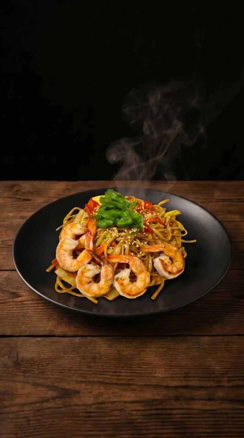 Удон с креветками