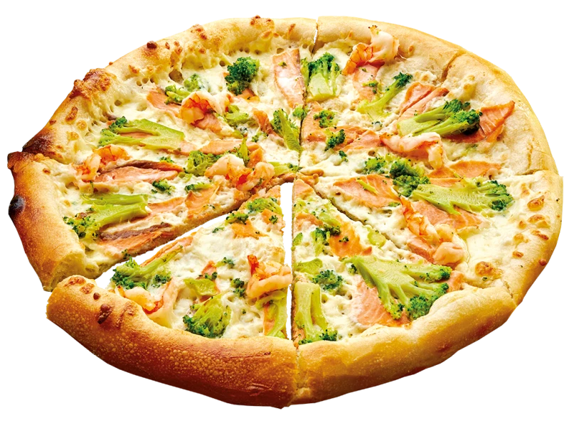 Пицца фирменная с форелью и креветками