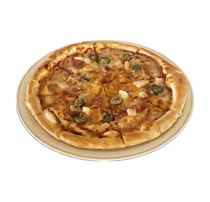 Пицца с ананасом, беконом  и халапеньо