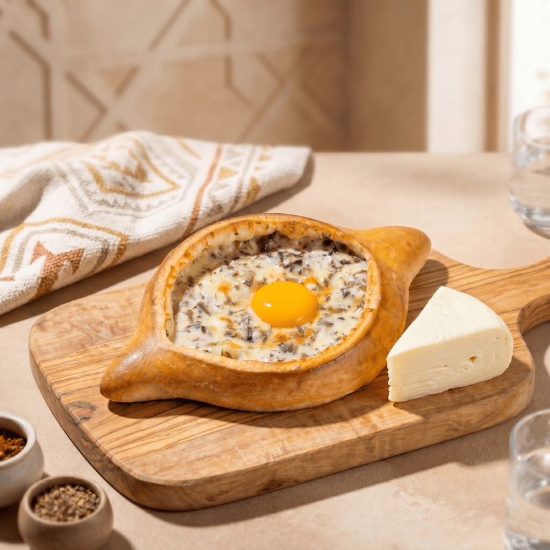 Хачапури по-Аджарски с грибами и зеленью