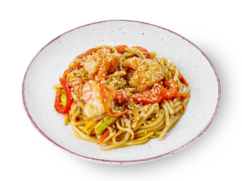 Удон с креветками