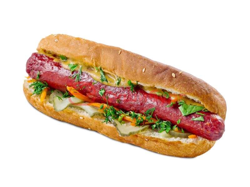 Хот-дог с охотничьей сосиской 