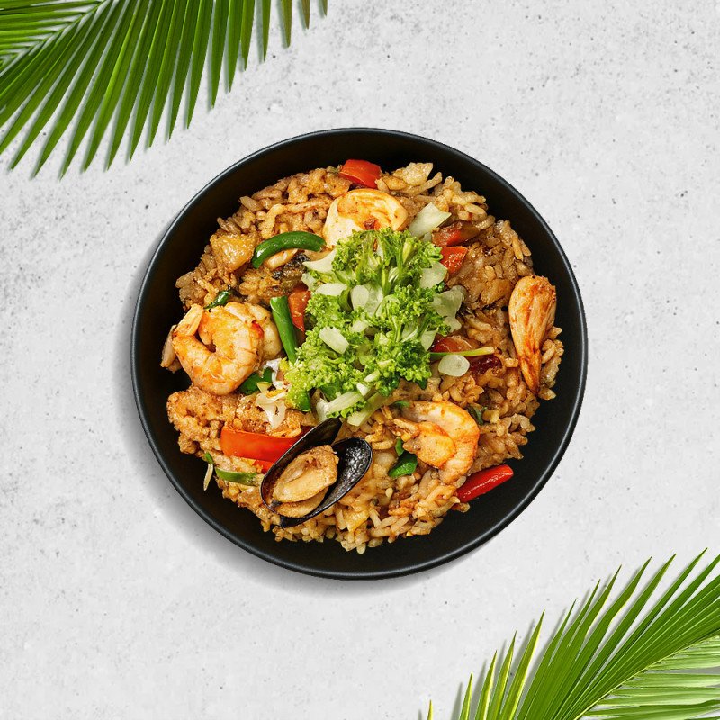 Рис по-гавайски с морепродуктами 