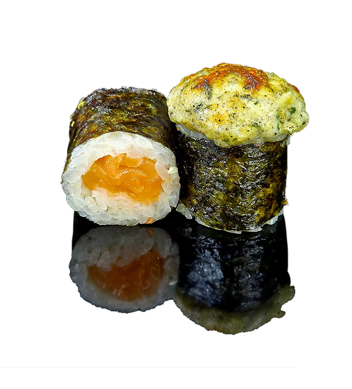 Запеченный хосомаки с лососем