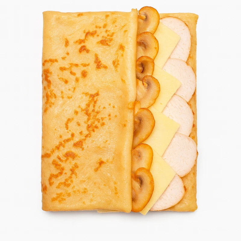 Блин с курицей, грибами и сыром