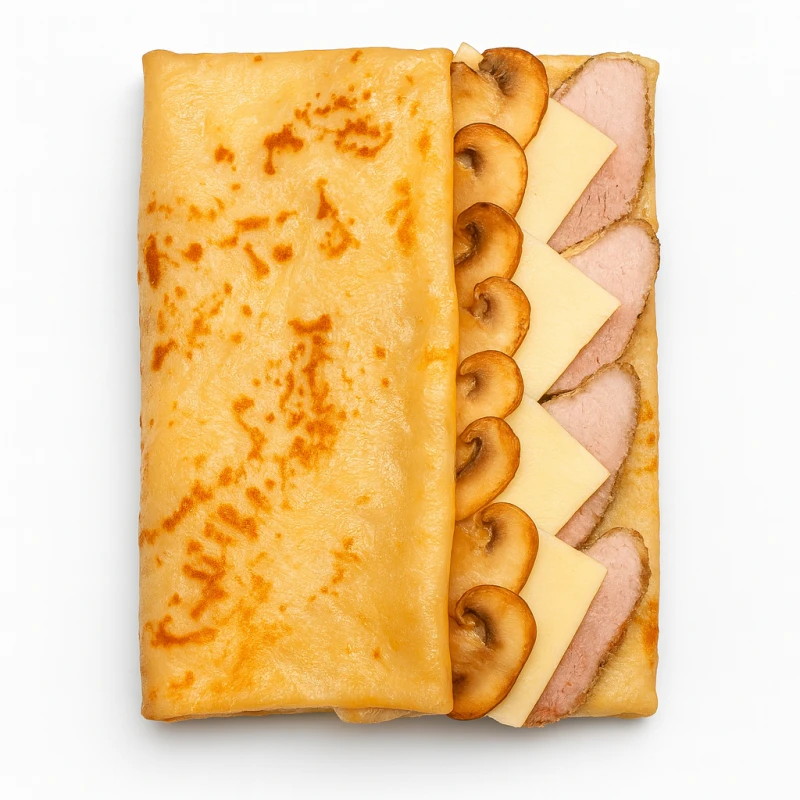 Блин со свининой, грибами и сыром