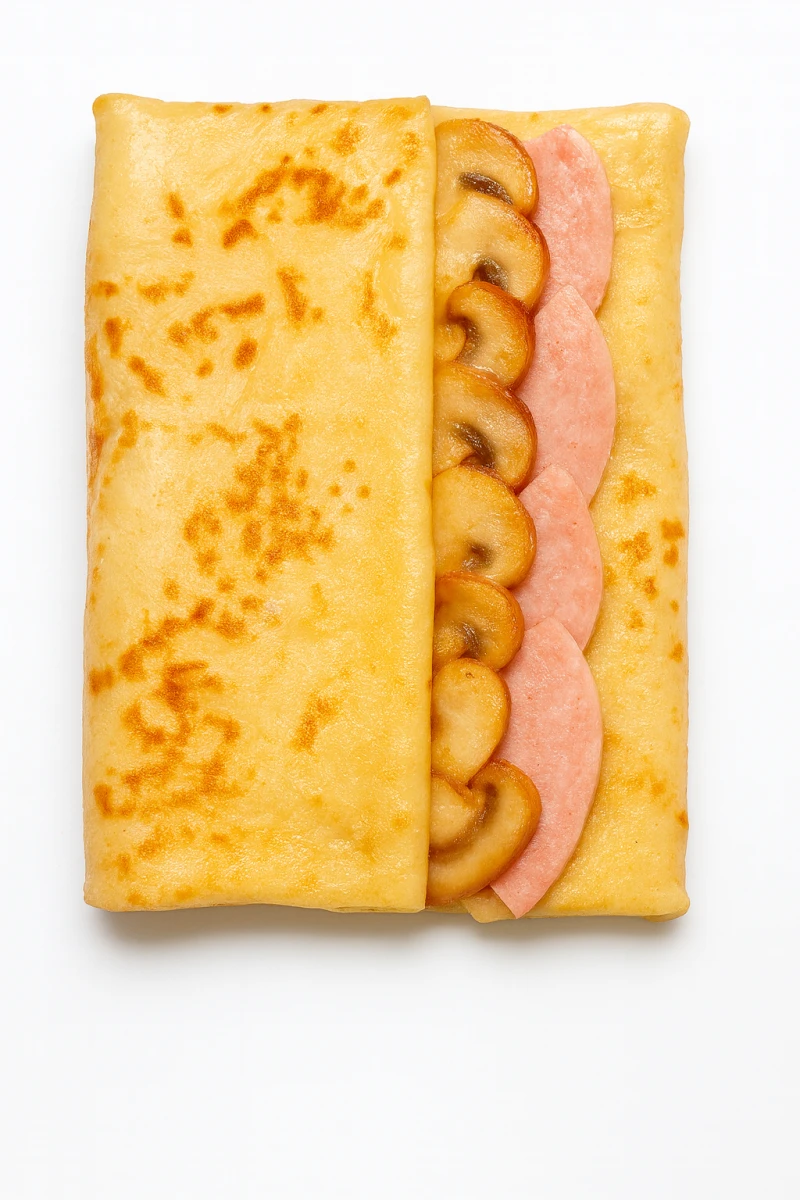 Блин с ветчиной и грибами