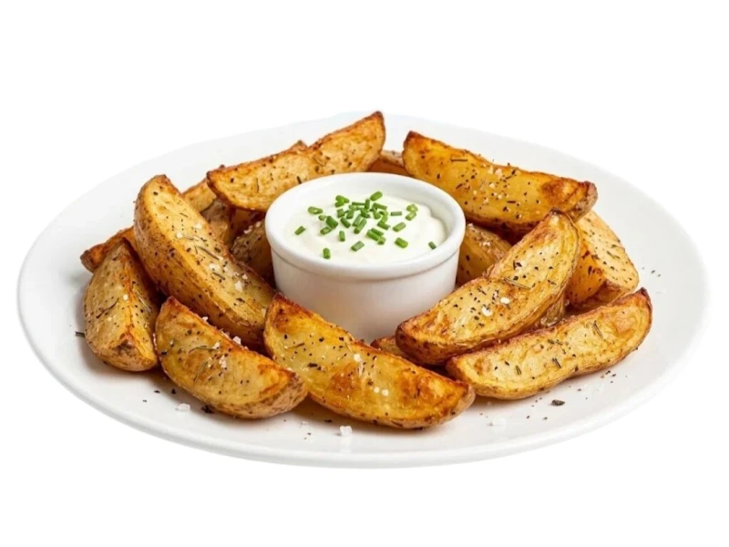 Картофельные дольки с белым соусом