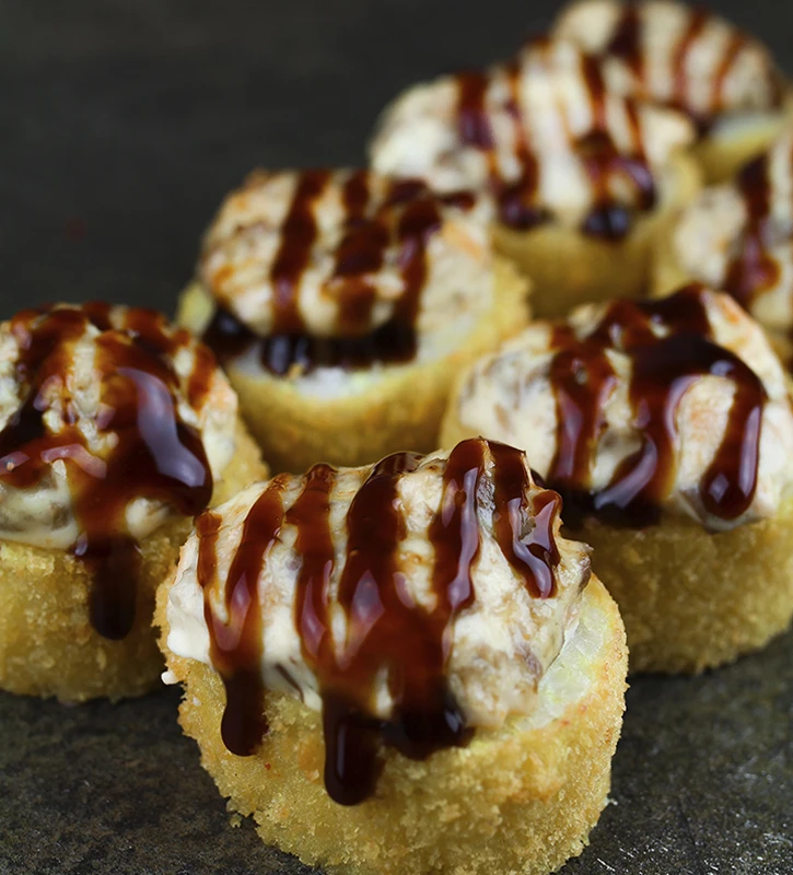 Запеченный с жаренным лососем