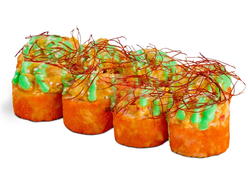 Запеченный ролл с крабом и гребешком 