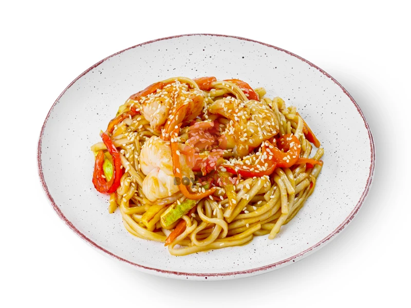 Удон с креветками