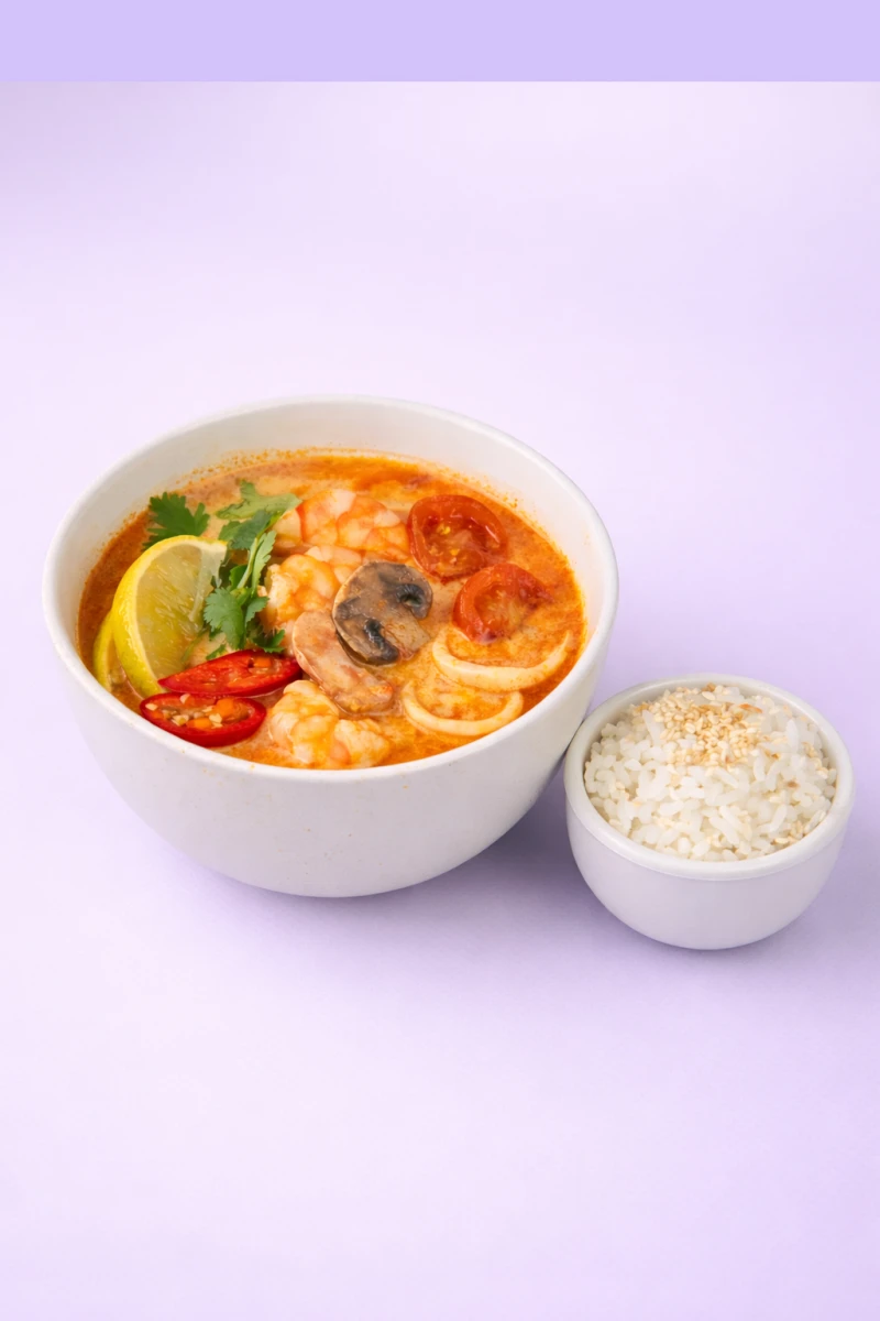 Том-ям с креветкой и кальмарами