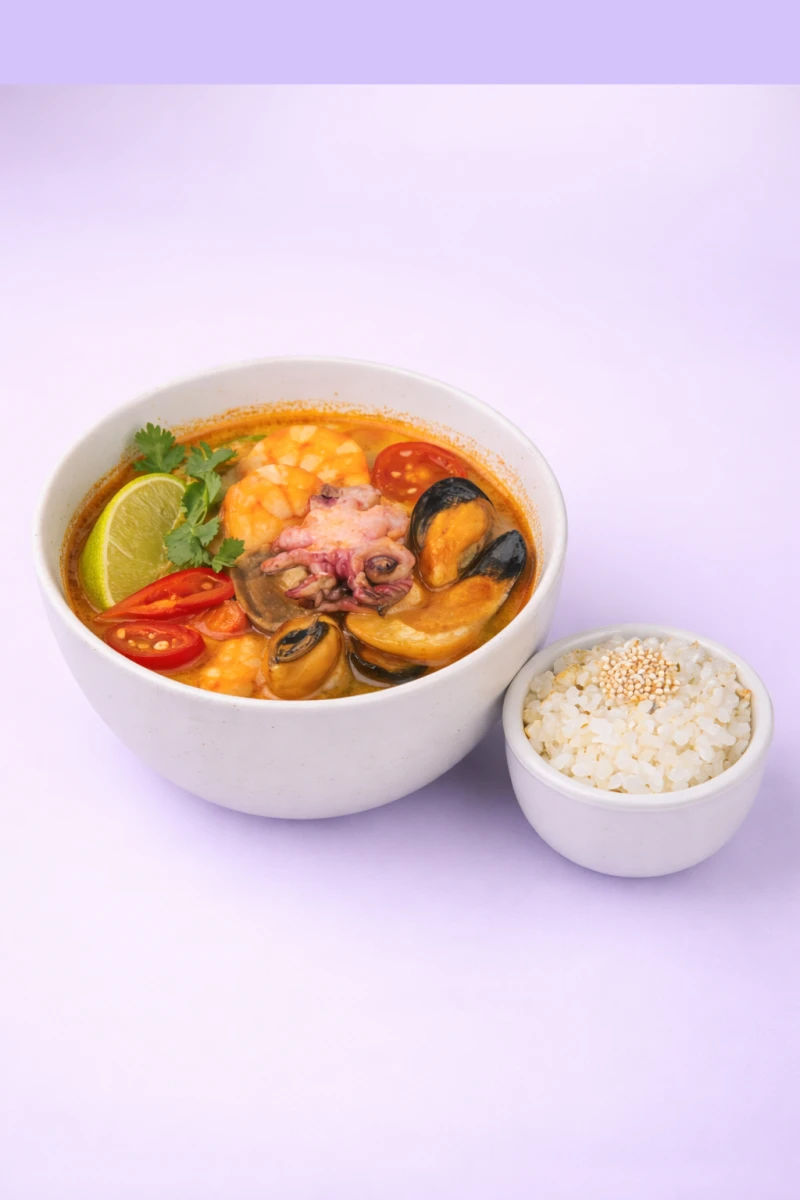 Том ям с морепродуктами осьминог мидии