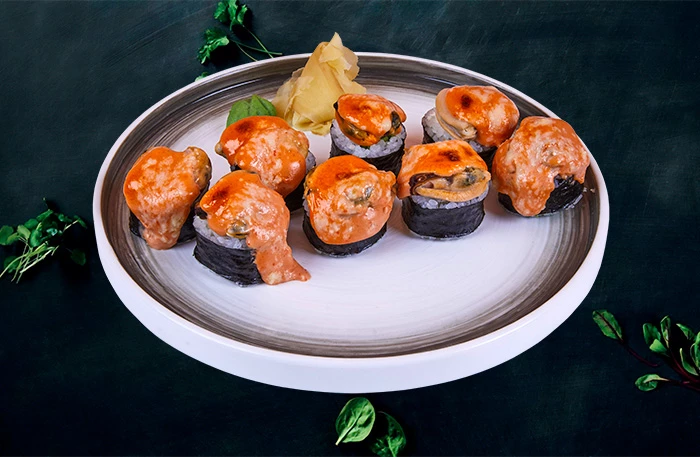 Запеченный с мидиями