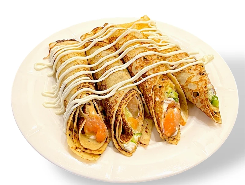 блинчики с кетой и творожным сыром