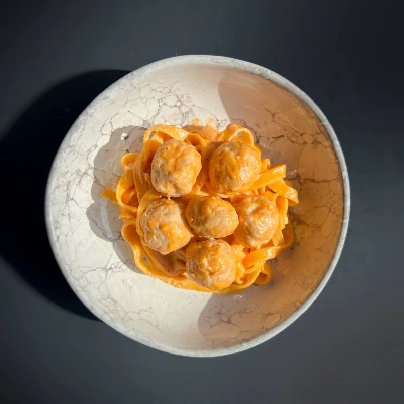 Макароны/фрикадельки из цыпленка/сыр