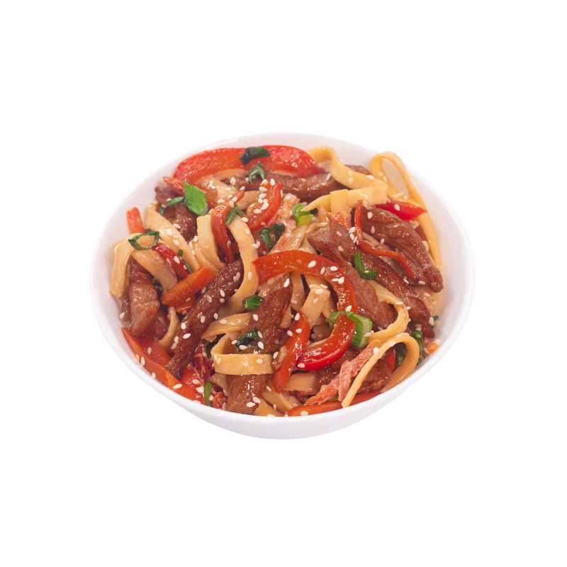 УДОН СО СВИНИНОЙ В СЛИВОЧНОМ СОУСЕ