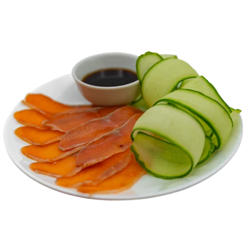 КЕТА СЛАБОСОЛЕНАЯ С ОГУРЦОМ И СОУСОМ ПОНЗУ