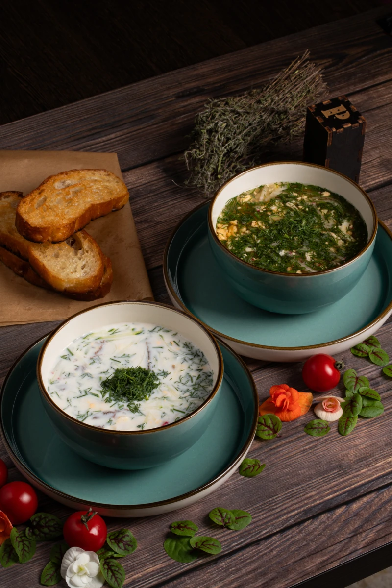 Окрошка с говядиной на кефире