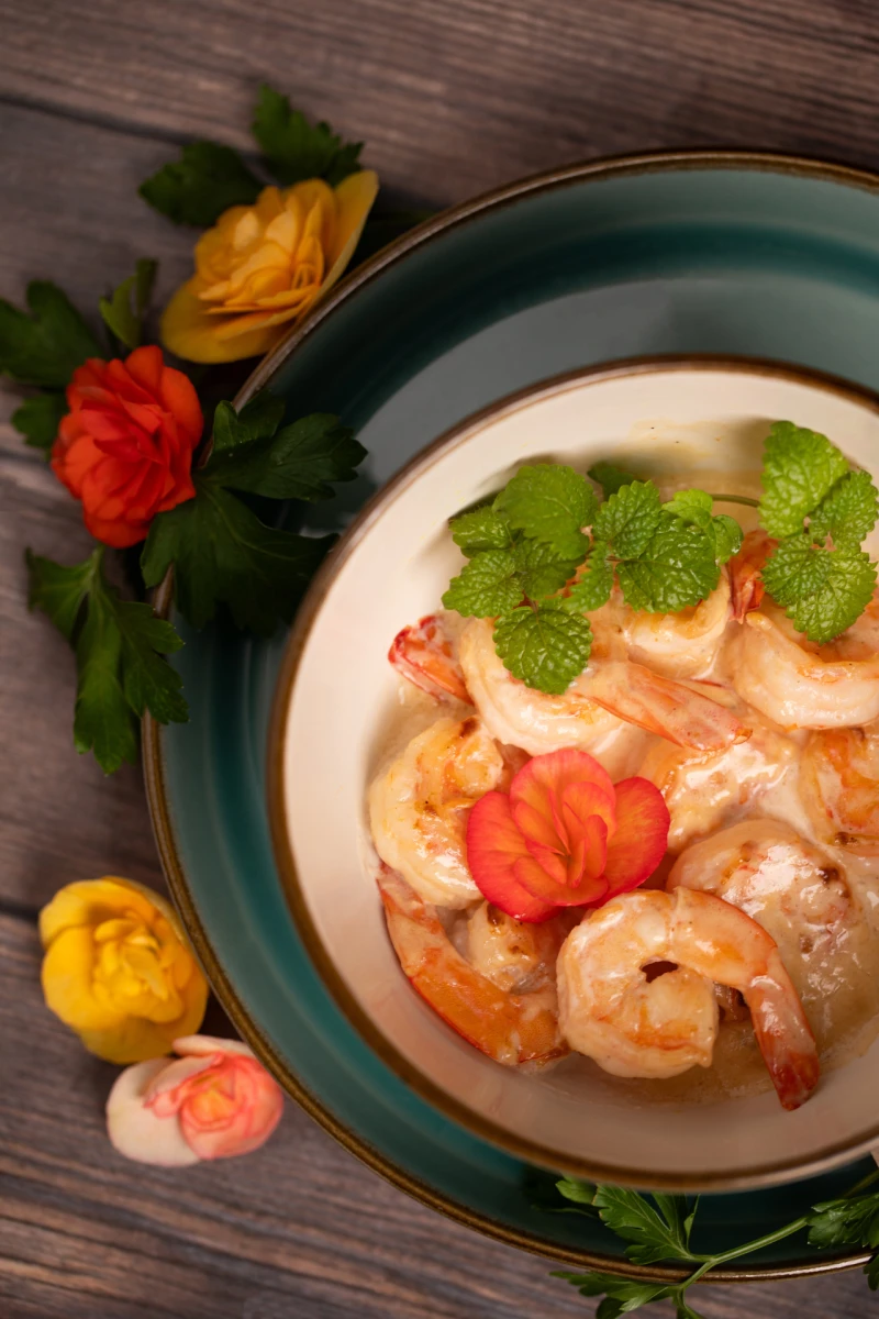 Тигровые креветки в сливочном соусе