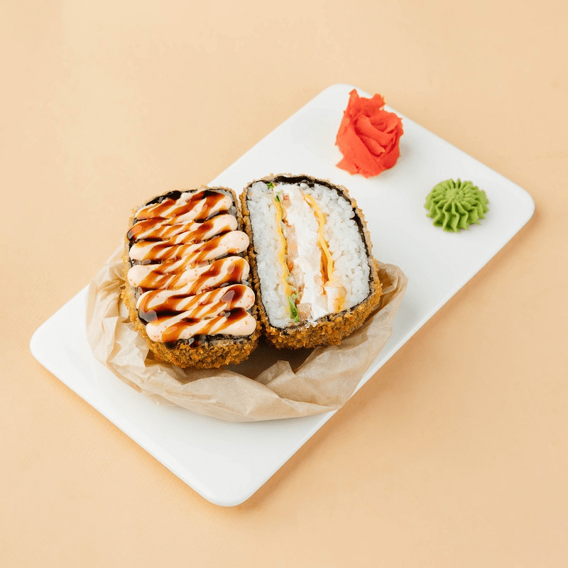 Суши бургер с креветками 