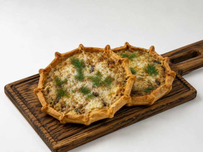 Перепечи мясные с белыми грибами и сыром