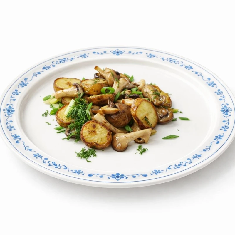 Картофель мини с грибами и луком