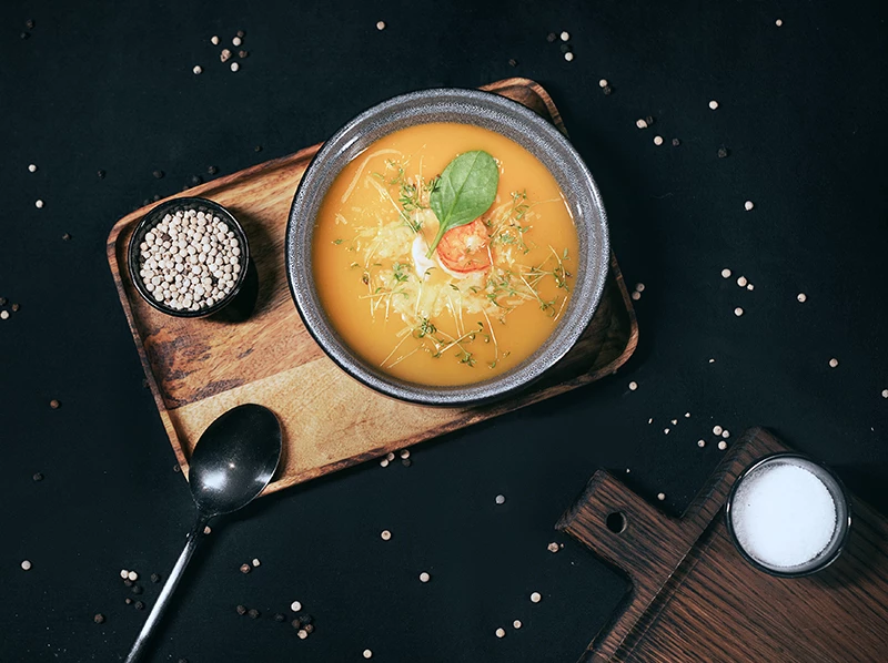 Крем-суп из тыквы с креветкой